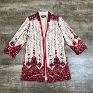 Lexy Embroidered Linen-Blend Coat by Kobi Halperin worn by Maggie Clarke